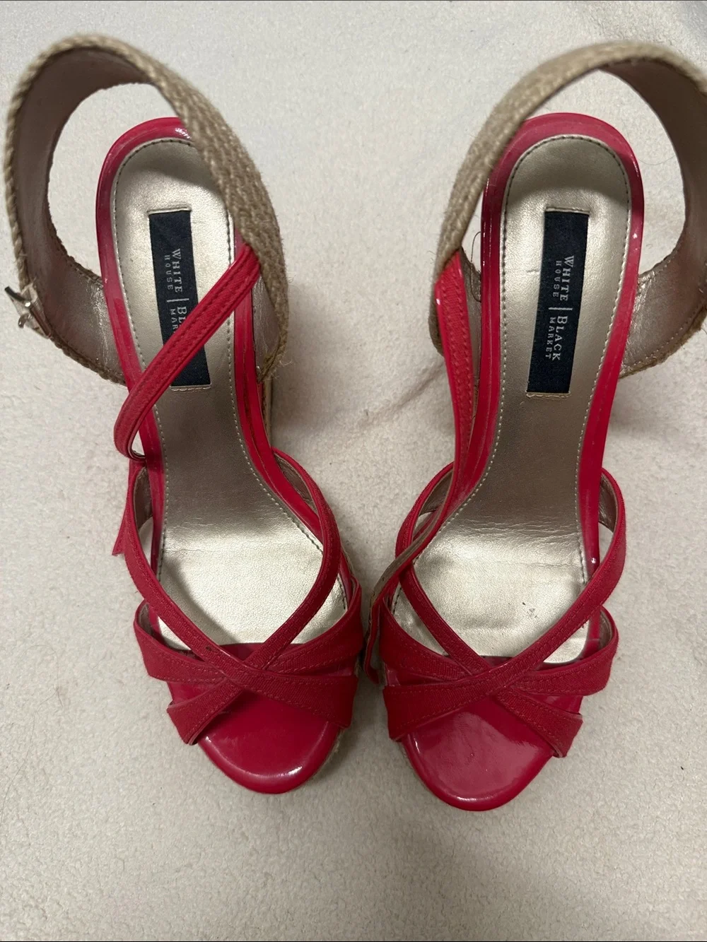 White House Black Market Red Crisscross Platform Sandals